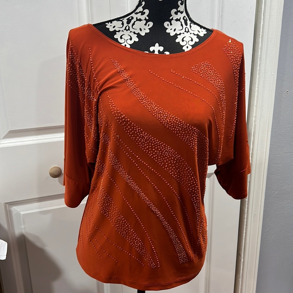 Orange Embelished Blouse Large